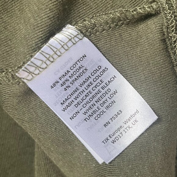 Cynthia Rowley Kaki Long sleeve Tee with V Neck size Large - Picture 6 of 6